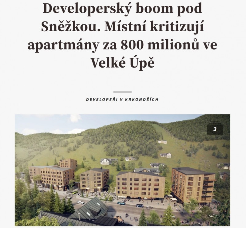 Developerský boom pod Sněžkou. Místní kritizují apartmány za 800 milionů ve Velké Úpě
